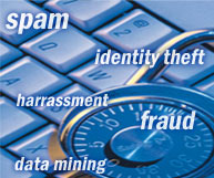 no spam/ no identity theft/ no harrassment/ no fraud/ no data mining